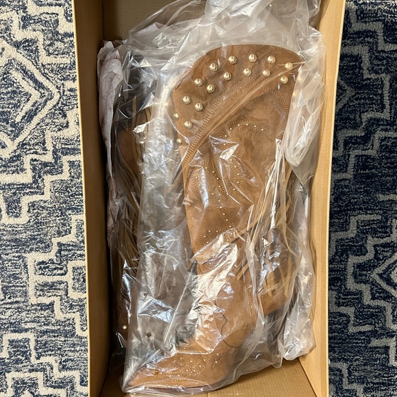 Brown Suede Fringe Cowboy Boots - Picture 6 of 6